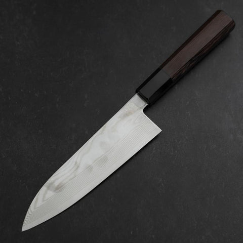 Santoku Silver Steel #3 Damascus Buffalo Wenge Handle 180mm (7”)-[Musashi]-[Japanese-Kitchen-Knives]