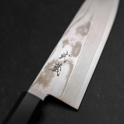 Santoku Silver Steel #3 Damascus Buffalo Wenge Handle 180mm (7”)-[Musashi]-[Japanese-Kitchen-Knives]