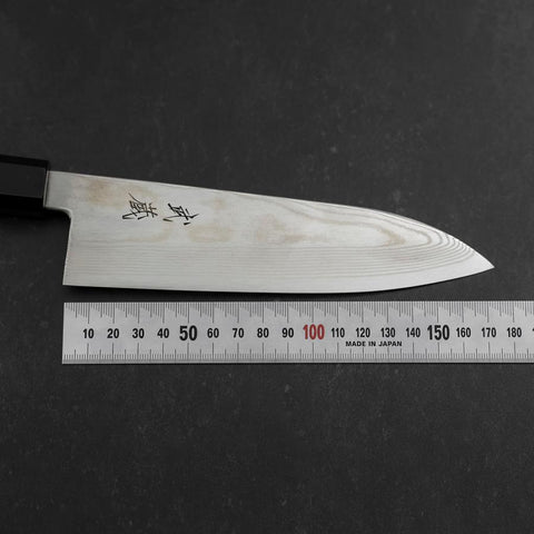 Santoku Silver Steel #3 Damascus Buffalo Wenge Handle 180mm (7”)-[Musashi]-[Japanese-Kitchen-Knives]