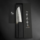 Santoku Silver Steel #3 Nashiji Black Ishime Urushi Handle 165mm (6.5”)-[Musashi]-[Japanese-Kitchen-Knives]