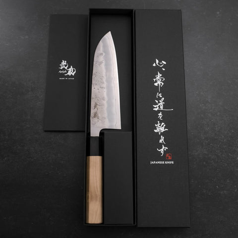 Santoku Silver Steel #3 Nashiji Buffalo Magnolia Handle 165mm (6.5”)-[Musashi]-[Japanese-Kitchen-Knives]
