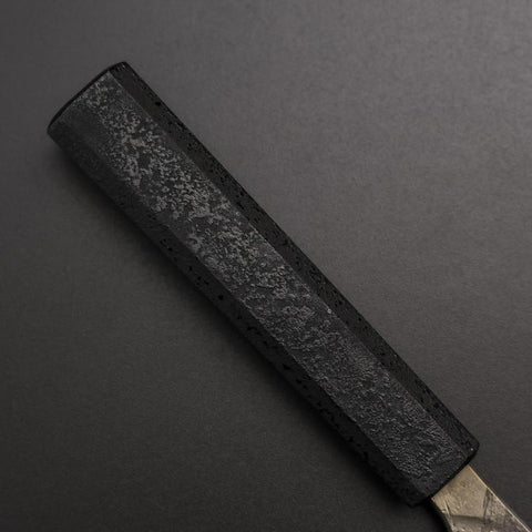 Santoku Silver Steel #3 Nashiji Damascus Black Ishime Urushi Handle 165mm (6.5”)-[Musashi]-[Japanese-Kitchen-Knives]