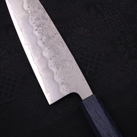 Santoku Silver Steel #3 Nashiji Dark Blue Handle 165mm (6.5”)-[Musashi]-[Japanese-Kitchen-Knives]