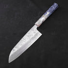 Santoku Silver Steel #3 Nashiji Ocean Blue White Handle 165mm (6.5”)-[Musashi]-[Japanese-Kitchen-Knives]