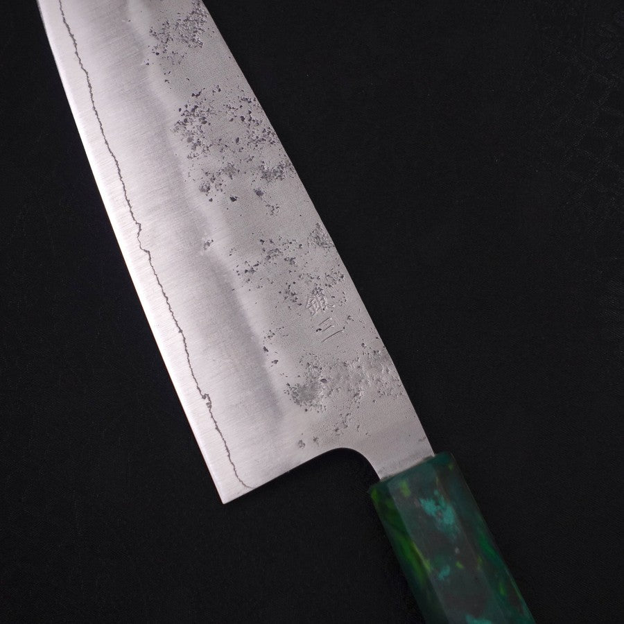 Santoku Silver Steel #3 Nashiji Ocean Green Handle 165mm (6.5”)-[Musashi]-[Japanese-Kitchen-Knives]