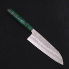 Santoku Silver Steel #3 Nashiji Ocean Green Handle 165mm (6.5”)-[Musashi]-[Japanese-Kitchen-Knives]