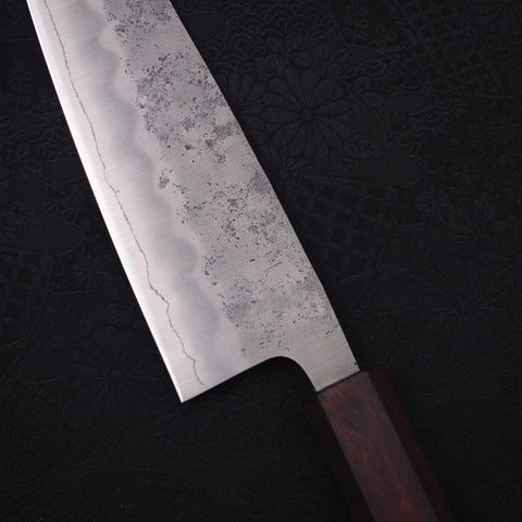 Santoku Silver Steel #3 Nashiji Purple Urushi Handle 165mm (6.5”)-[Musashi]-[Japanese-Kitchen-Knives]