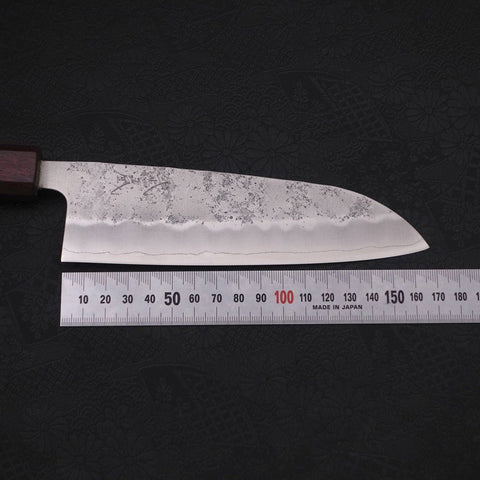 Santoku Silver Steel #3 Nashiji Purple Urushi Handle 165mm (6.5”)-[Musashi]-[Japanese-Kitchen-Knives]