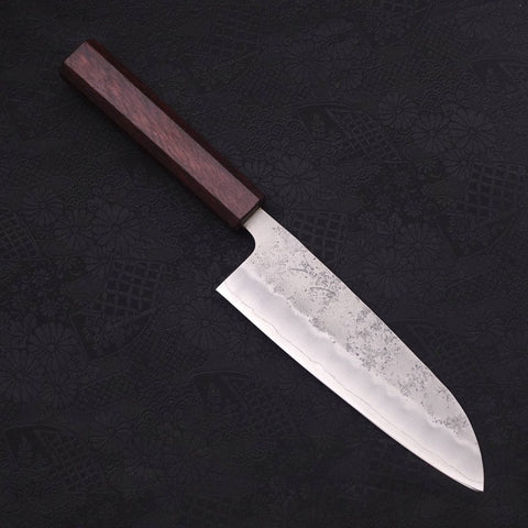 Santoku Silver Steel #3 Nashiji Purple Urushi Handle 165mm (6.5”)-[Musashi]-[Japanese-Kitchen-Knives]