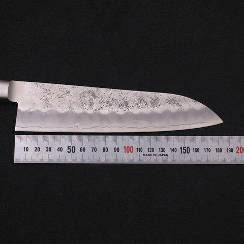 Santoku Silver Steel #3 Nashiji Western Black Handle 180mm (7”)-[Musashi]-[Japanese-Kitchen-Knives]