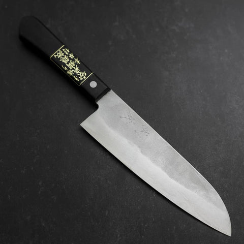 Santoku Silver Steel #3 Nashiji Western Black Handle 180mm (7”)-[Musashi]-[Japanese-Kitchen-Knives]