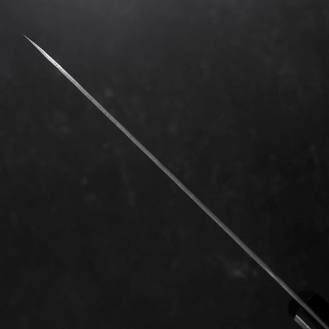 Santoku Silver Steel #3 Nashiji Western Purple Handle 180mm (Tsuba-Nashi) (7”)-[Musashi]-[Japanese-Kitchen-Knives]