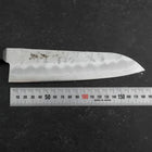 Santoku Silver Steel #3 Nashiji Western Purple Handle 180mm (Tsuba-Nashi) (7”)-[Musashi]-[Japanese-Kitchen-Knives]