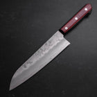 Santoku Silver Steel #3 Nashiji Western Red Handle 180mm (Tsuba-Nashi) (7”)-[Musashi]-[Japanese-Kitchen-Knives]