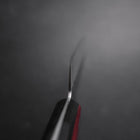 Santoku Silver Steel #3 Nashiji Western Red Handle 180mm (Tsuba-Nashi) (7”)-[Musashi]-[Japanese-Kitchen-Knives]