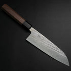 Santoku Silver Steel #3 Nawame Damascus Buffalo Walnut Handle 165mm (6.5”)-[Musashi]-[Japanese-Kitchen-Knives]