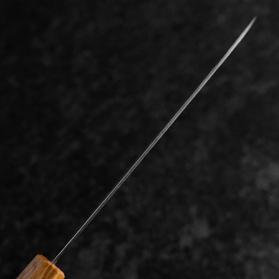 Santoku Silver Steel #3 Nawame Damascus Oak Handle 165mm (6.5”)-[Musashi]-[Japanese-Kitchen-Knives]