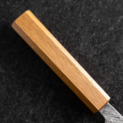Santoku Silver Steel #3 Nawame Damascus Oak Handle 165mm (6.5”)-[Musashi]-[Japanese-Kitchen-Knives]