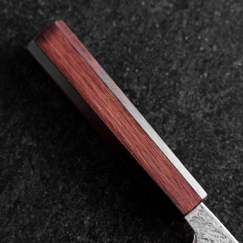 Santoku Silver Steel #3 Nawame Damascus Purple Urushi Handle 165mm (6.5”)-[Musashi]-[Japanese-Kitchen-Knives]
