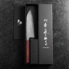 Santoku Silver Steel #3 Nawame Damascus Purple Urushi Handle 165mm (6.5”)-[Musashi]-[Japanese-Kitchen-Knives]