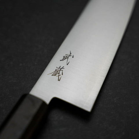 Santoku Silver Steel #3 Polished Ebony Handle 180mm (7”)-[Musashi]-[Japanese-Kitchen-Knives]