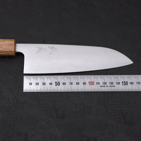Santoku Silver Steel #3 Polished Yaki Urushi Handle 165mm (6.5”)-[Musashi]-[Japanese-Kitchen-Knives]