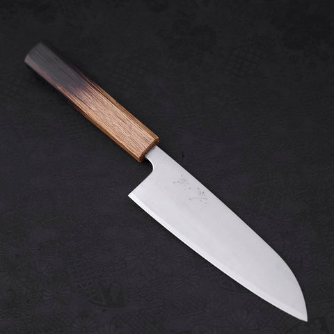 Santoku Silver Steel #3 Polished Yaki Urushi Handle 165mm (6.5”)-[Musashi]-[Japanese-Kitchen-Knives]