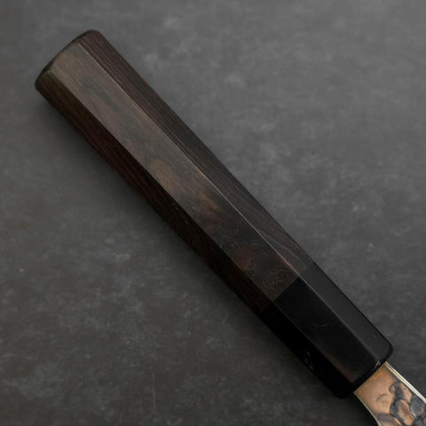Santoku Silver Steel #3 Tsuchime Damascus Buffalo Ebony Handle 170mm (6.7”)-[Musashi]-[Japanese-Kitchen-Knives]
