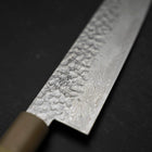 Santoku Silver Steel #3 Tsuchime Damascus Buffalo Magnolia Handle 170mm (6.7”)-[Musashi]-[Japanese-Kitchen-Knives]