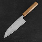 Santoku Silver Steel #3 Tsuchime Damascus Oak Handle 170mm (6.7”)-[Musashi]-[Japanese-Kitchen-Knives]