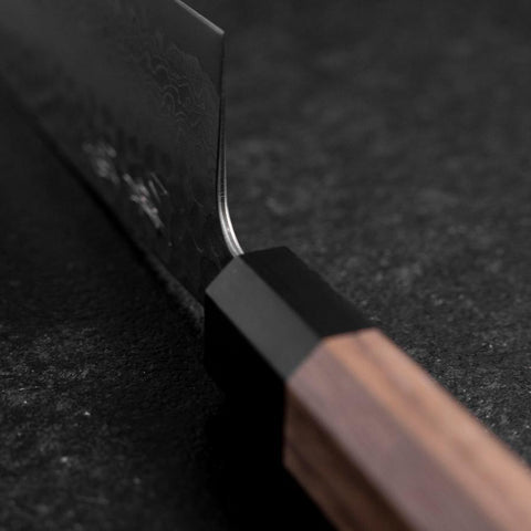 Santoku Silver Steel #3 Tsuchime Damascus Walnut Handle 170mm (6.7”)-[Musashi]-[Japanese-Kitchen-Knives]