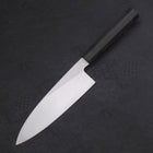 Santoku Single-Edged White Steel #2 Kasumi Buffalo Ebony Handle 180mm (7”)-[Musashi]-[Japanese-Kitchen-Knives]
