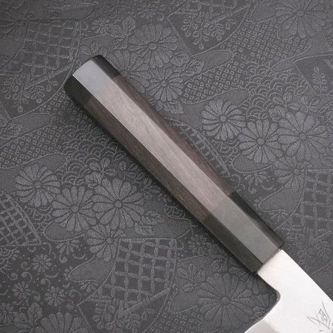 Santoku Single-Edged White Steel #2 Kasumi Buffalo Ebony Handle 180mm (7”)-[Musashi]-[Japanese-Kitchen-Knives]