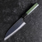 Santoku Stainless Clad Blue Steel #2 Kurouchi Green Urushi Handle 165mm (6.5”)-[Musashi]-[Japanese-Kitchen-Knives]