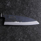 Santoku Stainless Clad Blue Steel #2 Kurouchi Green Urushi Handle 165mm (6.5”)-[Musashi]-[Japanese-Kitchen-Knives]