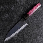 Santoku Stainless Clad Blue Steel #2 Kurouchi Purple Urushi Handle 165mm (6.5”)-[Musashi]-[Japanese-Kitchen-Knives]