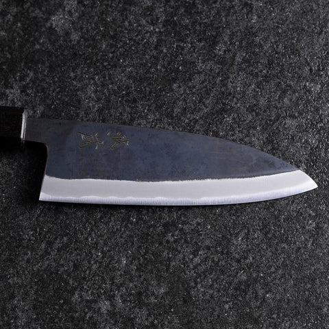 Santoku Stainless Clad Blue Steel #2 Kurouchi Purple Urushi Handle 165mm (6.5”)-[Musashi]-[Japanese-Kitchen-Knives]