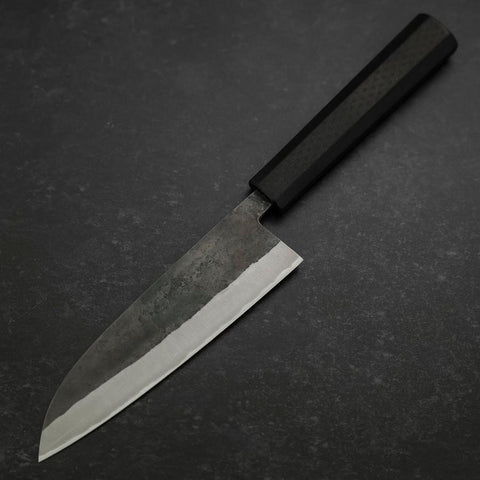 Santoku Stainless Clad Blue Steel #2 Kurouchi Rubber Handle 165mm (6.5”)-[Musashi]-[Japanese-Kitchen-Knives]