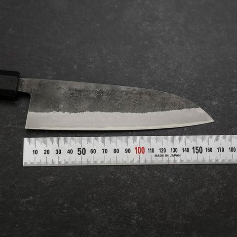 Santoku Stainless Clad Blue Steel #2 Kurouchi Rubber Handle 165mm (6.5”)-[Musashi]-[Japanese-Kitchen-Knives]