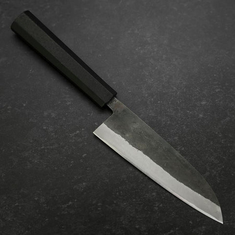 Santoku Stainless Clad Blue Steel #2 Kurouchi Rubber Handle 165mm (6.5”)-[Musashi]-[Japanese-Kitchen-Knives]