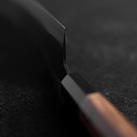 Santoku Stainless Clad Blue Steel #2 Kurouchi Walnut Handle 165mm (6.5”)-[Musashi]-[Japanese-Kitchen-Knives]