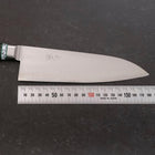 Santoku Stainless Clad Blue Steel #2 Polished Green Micarta Turqoise Handle 180mm (7”)-[Musashi]-[Japanese-Kitchen-Knives]