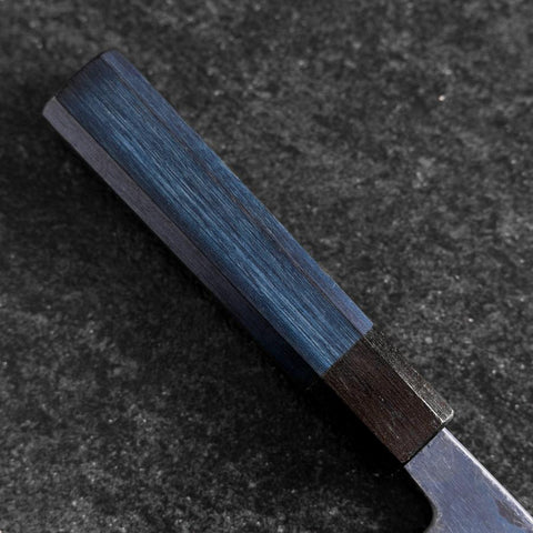 Santoku Stainless Clad Blue Super Kurouchi Blue Urushi Handle 165mm (6.5”)-[Musashi]-[Japanese-Kitchen-Knives]