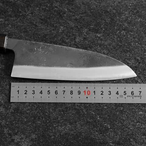 Santoku Stainless Clad Blue Super Kurouchi Green Urushi Handle 165mm (6.5”)-[Musashi]-[Japanese-Kitchen-Knives]