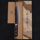 Santoku Stainless Clad Blue Super Kurouchi Tsuchime Western Handle Black 180mm (7”)-[Musashi]-[Japanese-Kitchen-Knives]