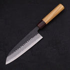 Santoku Stainless Clad Blue Super Kurouchi Tsuchime Zelkova Handle 170mm (6.7”)-[Musashi]-[Japanese-Kitchen-Knives]