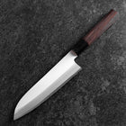 Santoku Stainless Clad Blue Super Polished Buffalo Ebony Handle 180mm (7”)-[Musashi]-[Japanese-Kitchen-Knives]