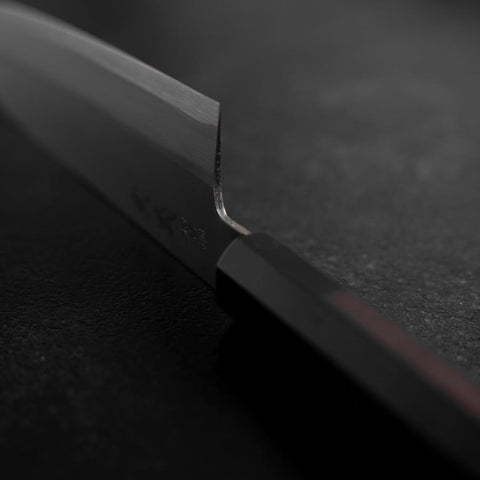 Santoku Stainless Clad Blue Super Polished Buffalo Ebony Handle 180mm (7”)-[Musashi]-[Japanese-Kitchen-Knives]