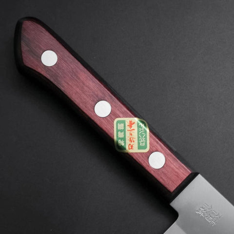 Santoku Stainless Clad Blue Super Polished Western Black Red Handle 165mm (Tsuba-nashi) (6.5”)-[Musashi]-[Japanese-Kitchen-Knives]