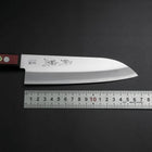 Santoku Stainless Clad Blue Super Polished Western Black Red Handle 165mm (Tsuba-nashi) (6.5”)-[Musashi]-[Japanese-Kitchen-Knives]